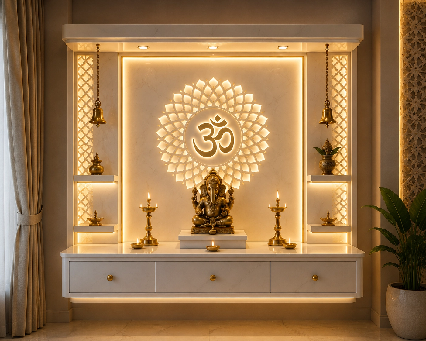 Backlit Corian Mandir